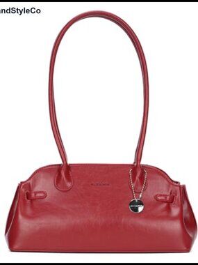 PU Leather Shoulder Bag Vintage Round Handle Zipper Handbag for Work